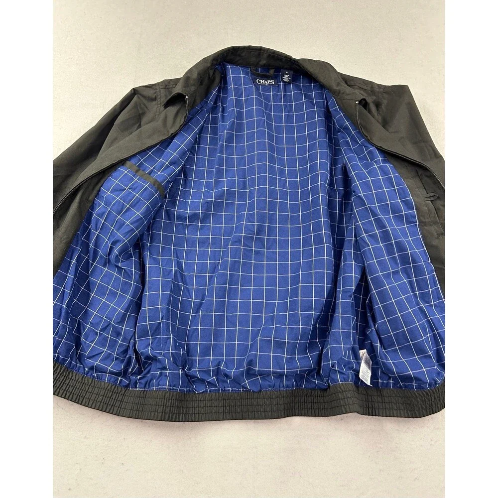 Chaps Ralph Lauren Jacket Men's Medium Black Full Zip Harrington Lined Preppy